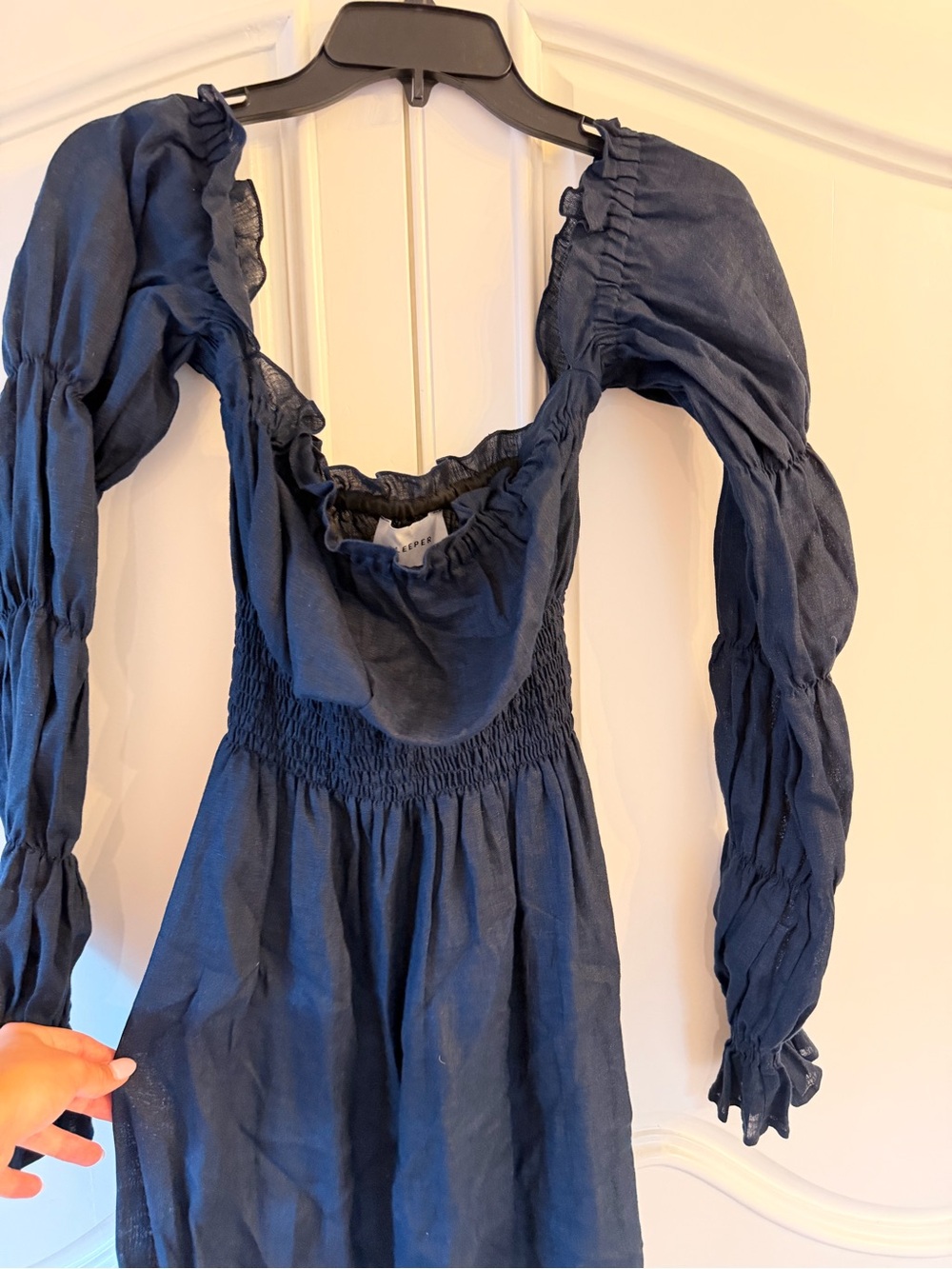 Sleeper Navy Blue Smocked Waist Long-Sleeve Girl’s Dress